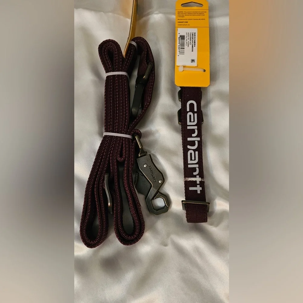 Carhartt Deep Wine Field Dog Collar (M) & Matching Field Leash (L)